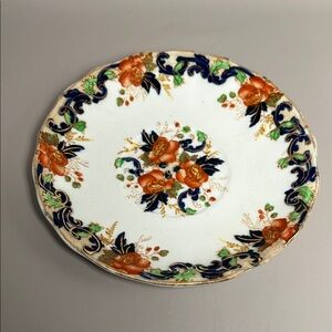 Antique Multicolored Scalloped Saucer - Royal Vitreous Majestic Floral